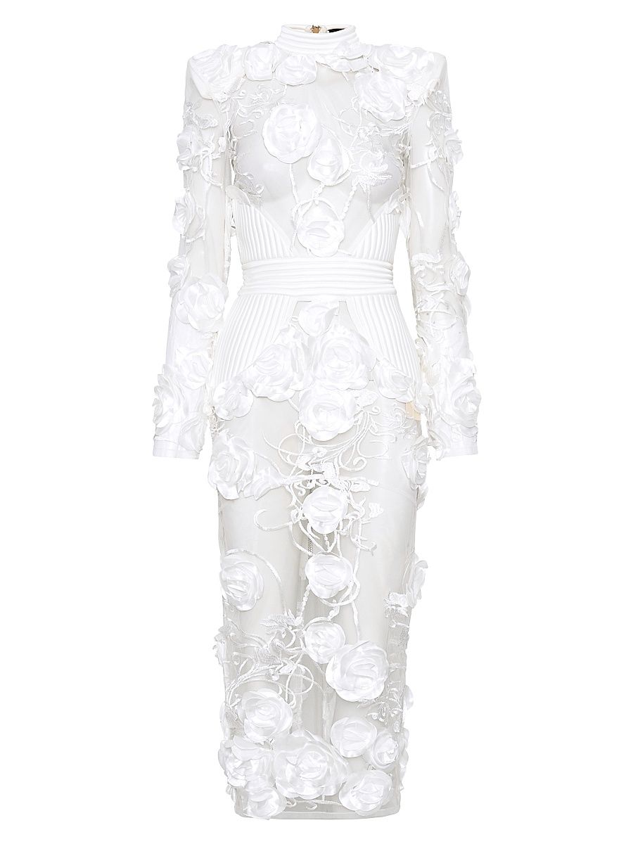 Women's Battle Lines Floral-Embellished Vendetta Dress - White - Size 8