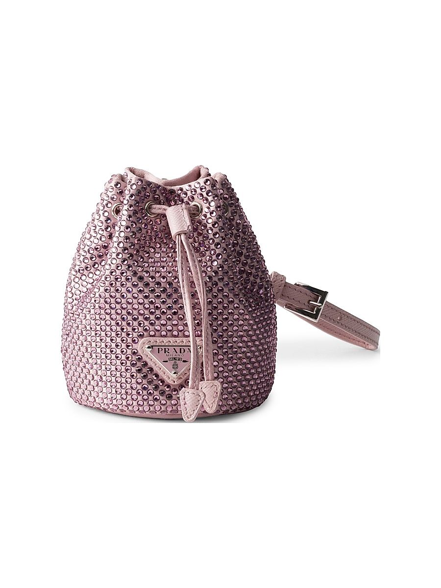 Women's Mini Icon Satin and Crystals Keychain Charm - Pink