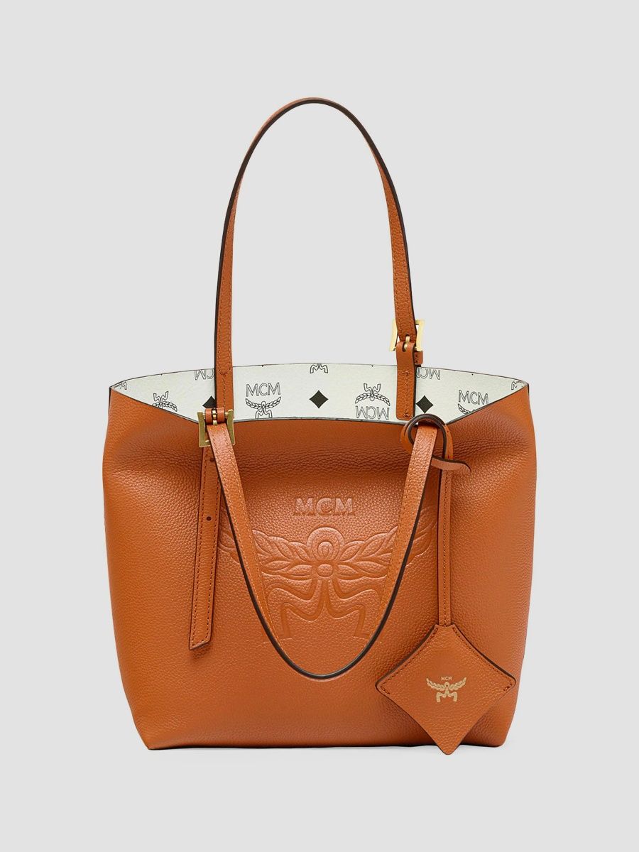 MCM Women's Mini Himmel Leather Top Handle Bag - Cognac