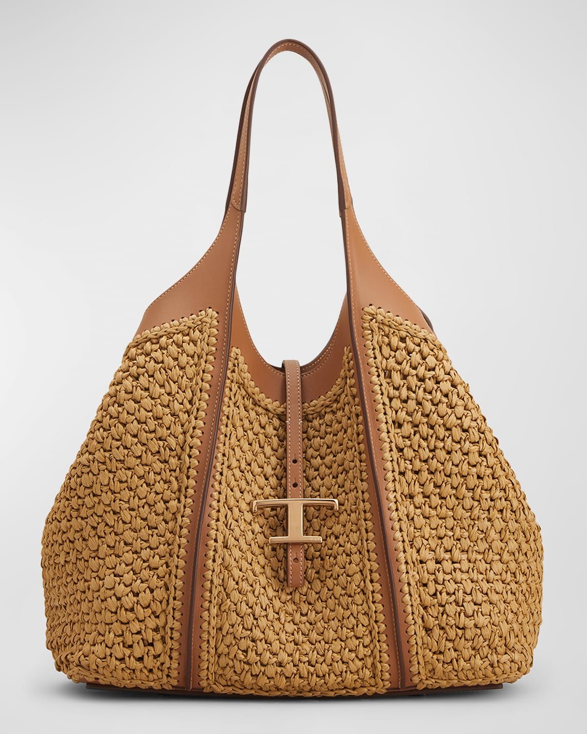 Medium Raffia T Timeless Tote Shopping Bag