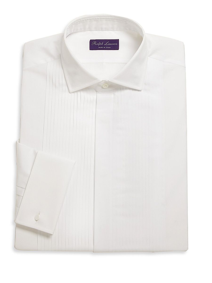 Purple Label Regular-Fit Cotton Long-Sleeve Dress Shirt - White - Size 17.5
