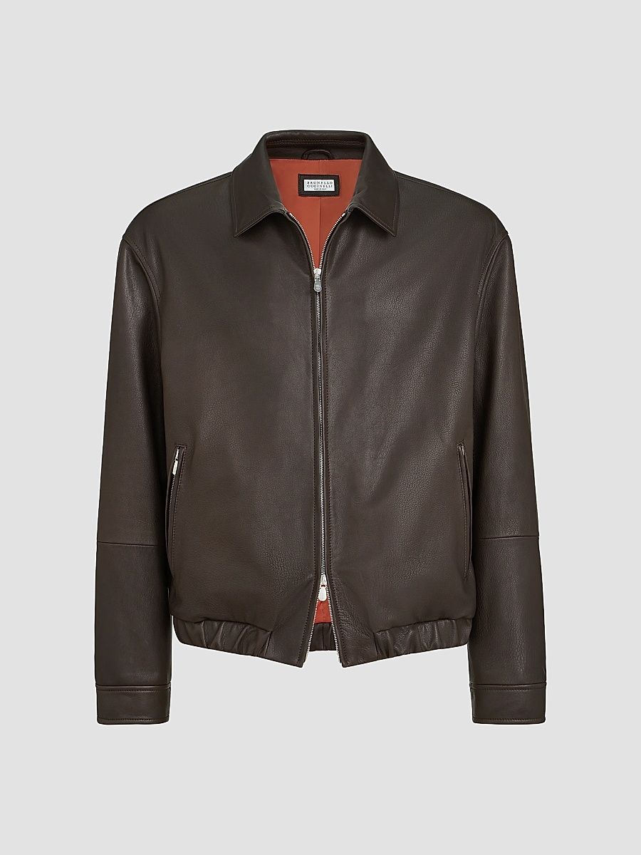 Men's Nappa Leather Outerwear Jacket - Chocolate - Size XL