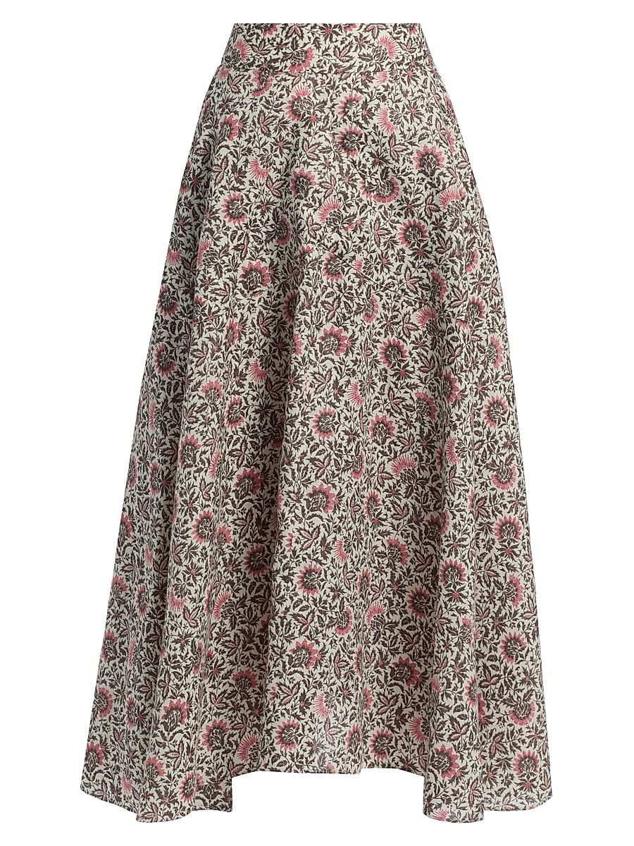 Women's Jaya Printed Twill Midi-Skirt - Chalk Graphite Powder Dahlia - Size 14