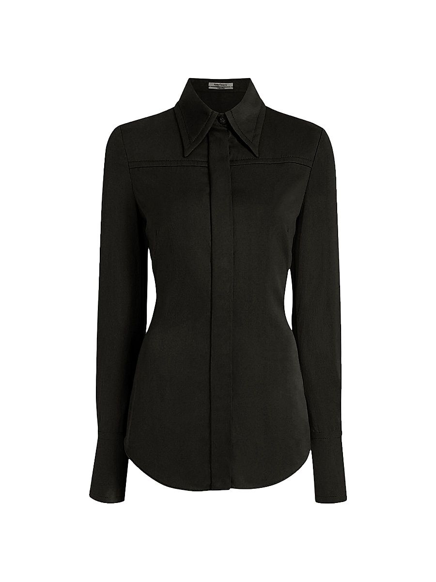 Women's Bias Seamed Shirt - Black - Size 16
