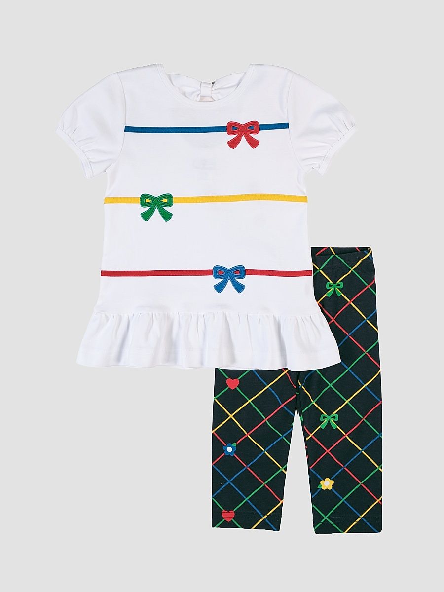 Little Girl's & Girl's Bow-Appliqué Tunic Top & Capri Leggings Set - Navy Multi - Size 7