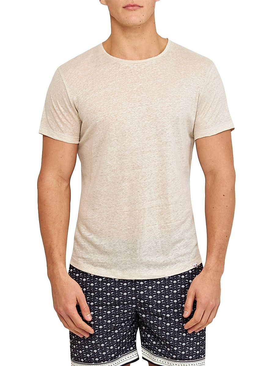 Men's Linen Crewneck T-Shirt - Pebble - Size XXL