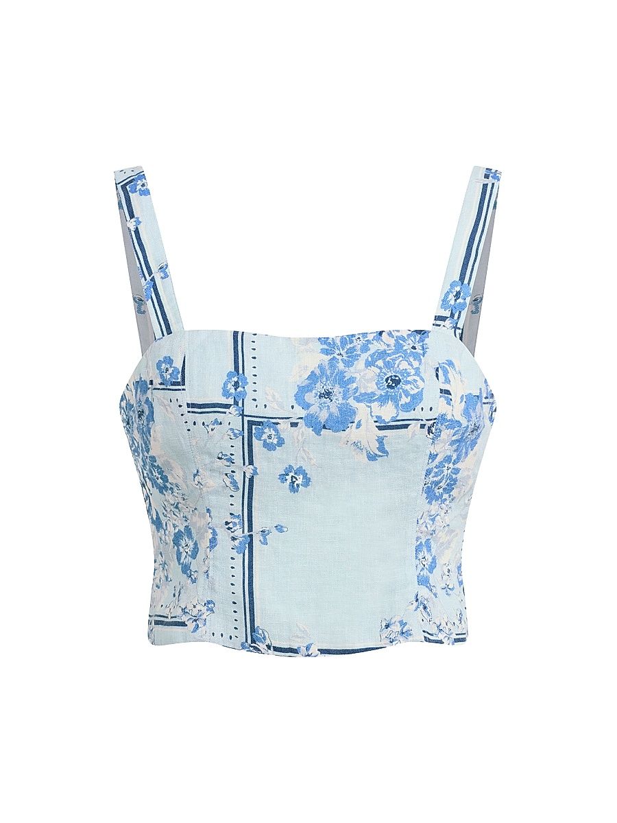 Women's The There For You Floral Linen Crop Top - Floral Scarf - Size 00