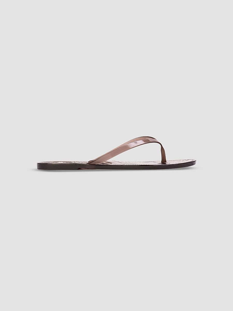 Women's Crystal Snake PVC Flip Flops - Brown - Size 11