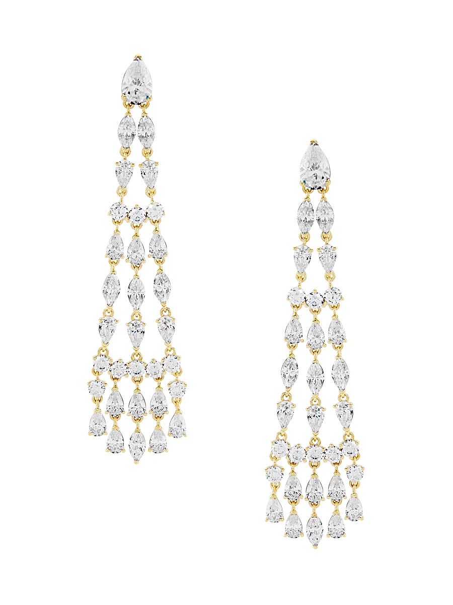 Women's Feliz Sterling Silver & Cubic Zirconia Linear Chandelier Earrings - Gold