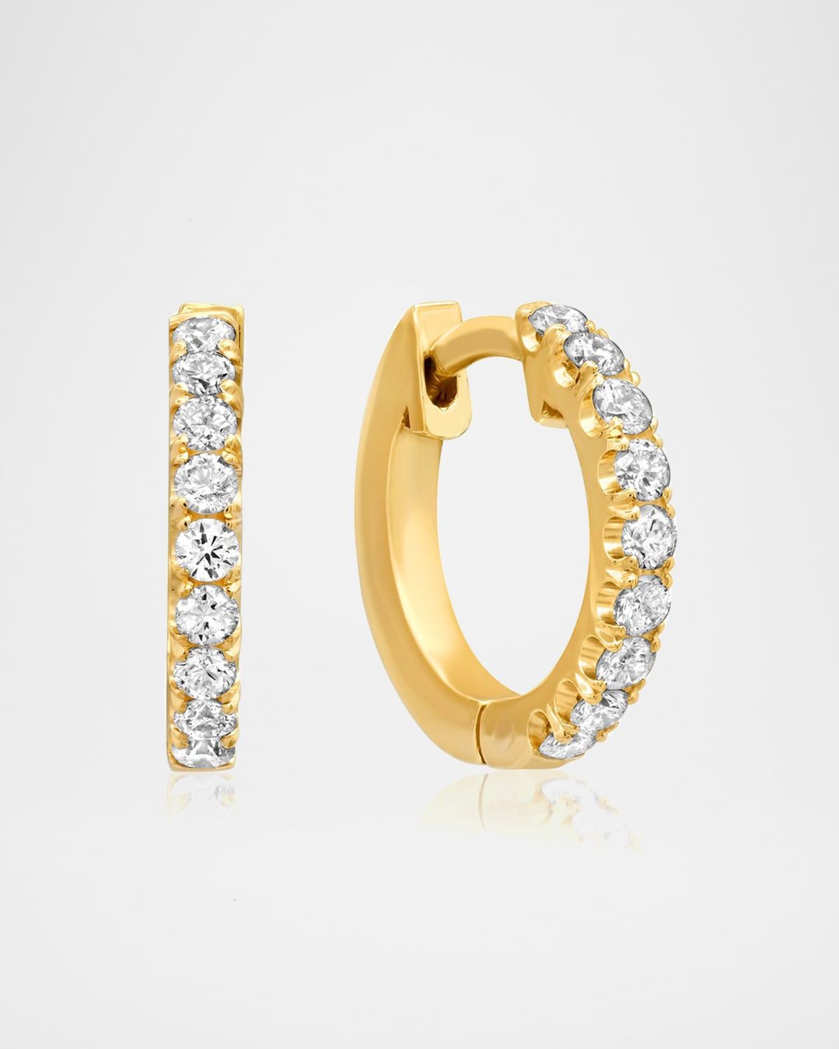 18k Yellow Gold Small Diamond Huggie Earrings