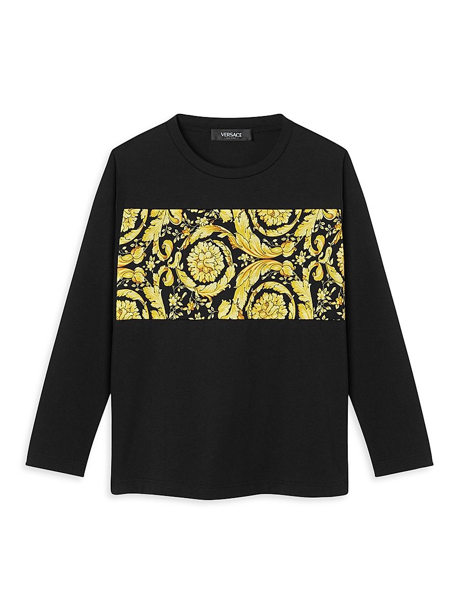 Little Boy's & Boy's Barocco Jersey Long-Sleeve T-Shirt - Black Gold - Size 6