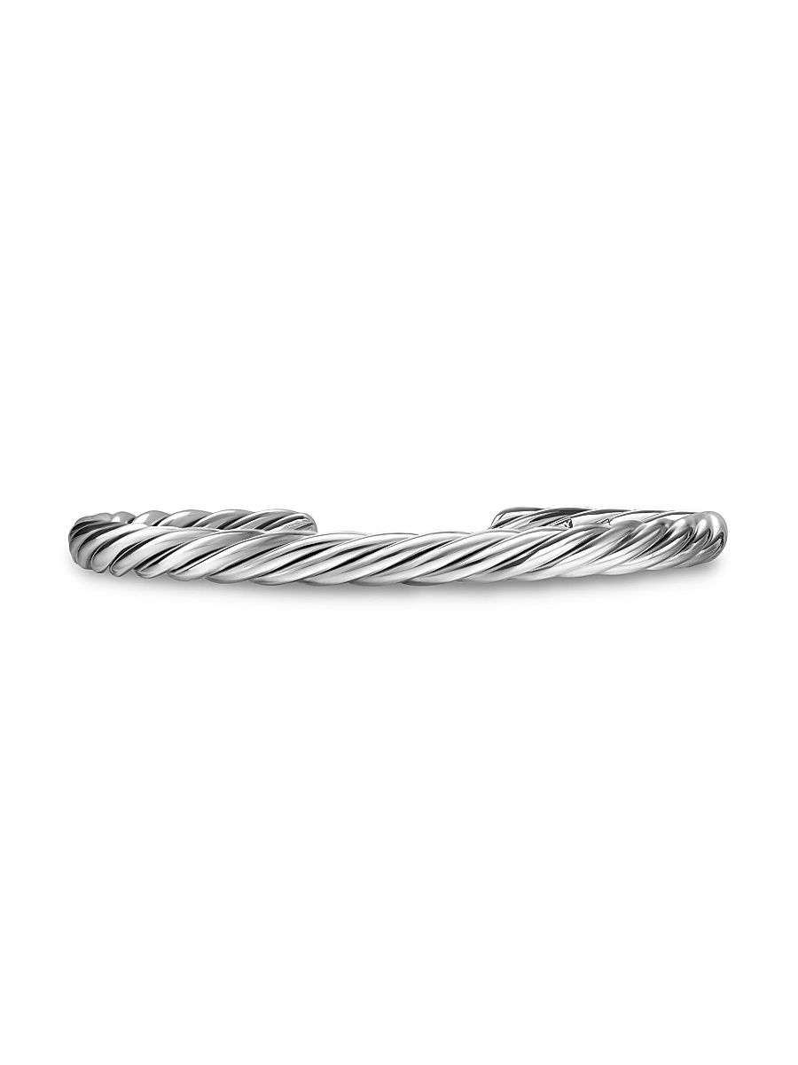 Men's Cable Cuff Bracelet in Sterling Silver, 6MM - Silver - Size Medium