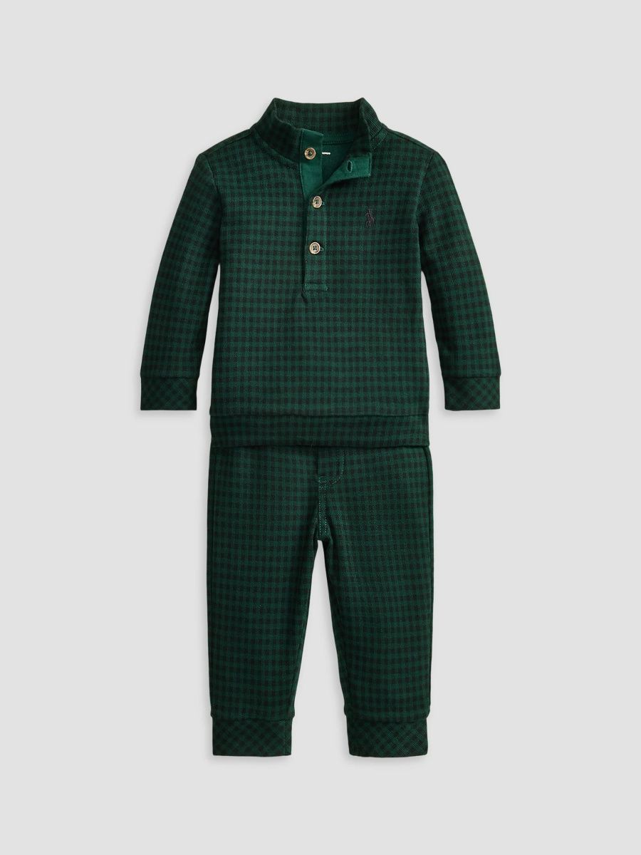 Polo Ralph Lauren Boy's Baby Boy's Plaid Rib Cotton Pullover & Joggers Set - Micro Holiday Check - Size 9 Months