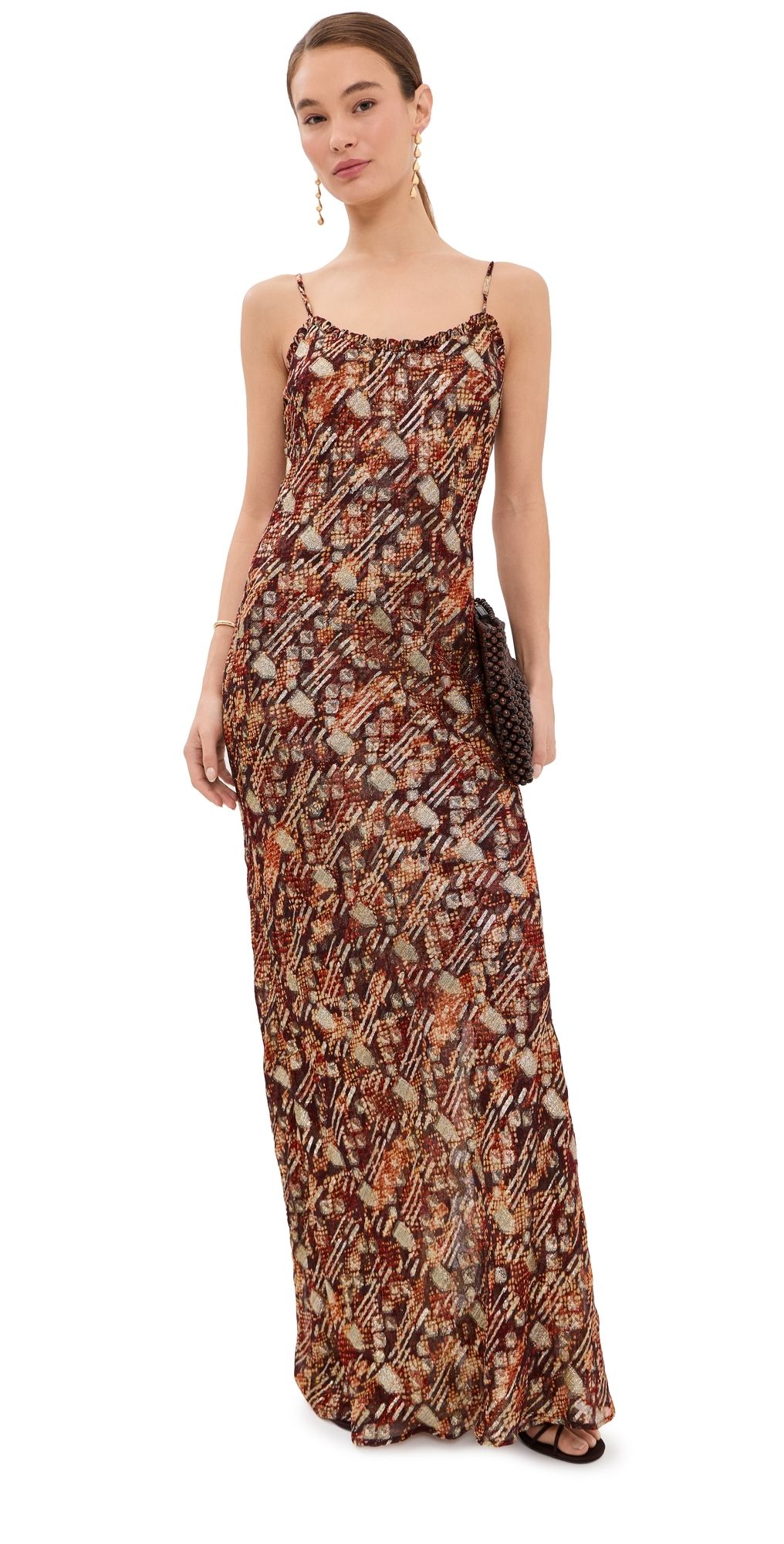 Alix of Bohemia Athens Topaz Snakeskin Dress Dark Orange XL