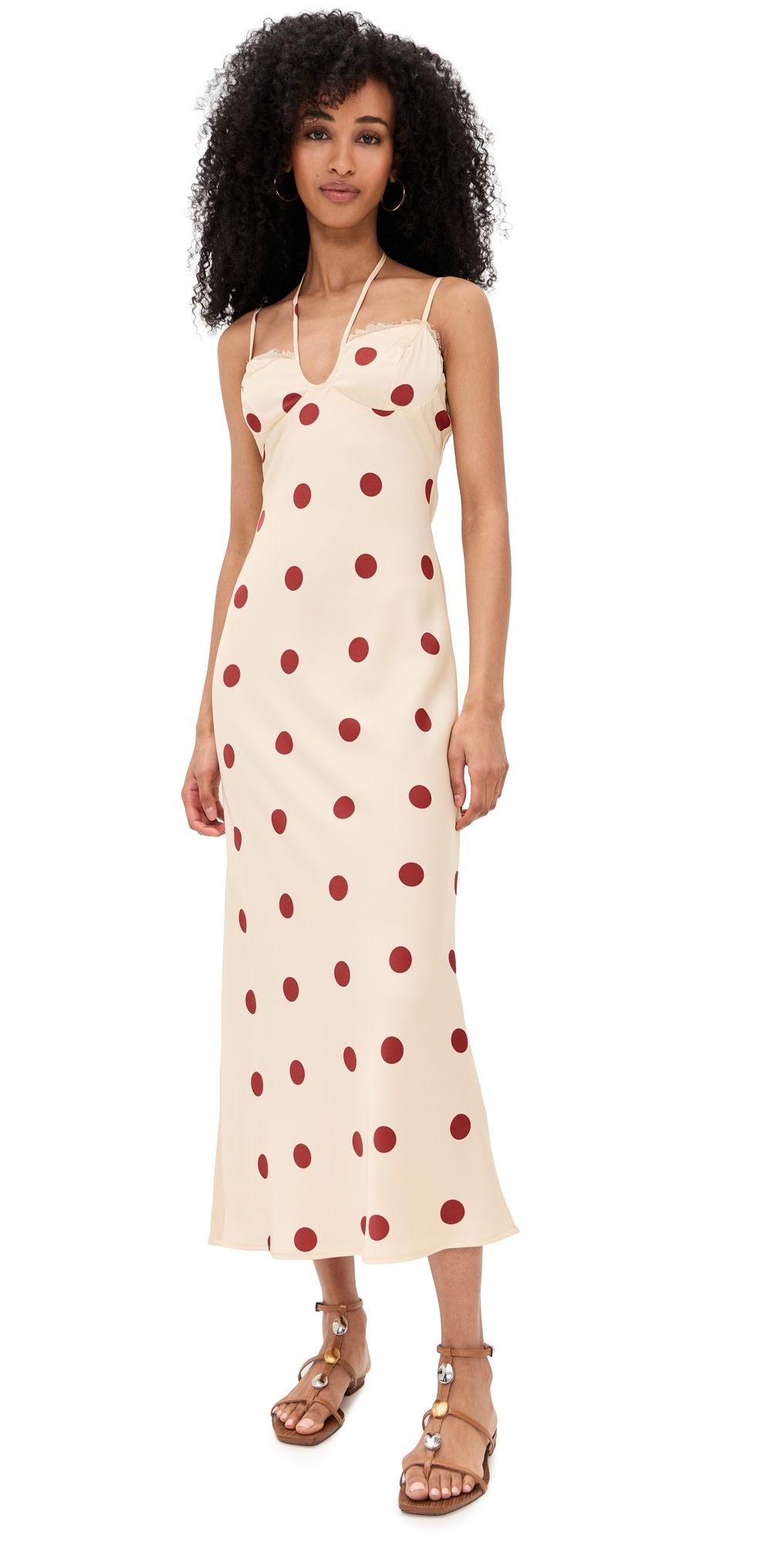 Bailey Rose Polka Dot Midi Dress Cream S