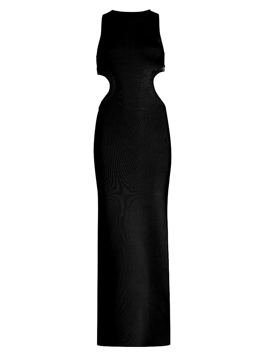 Women's Luna Mirror-Embellished Stretch Evening Dress - Black - Size Large