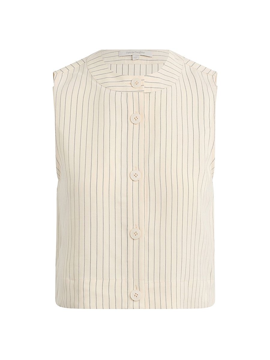 Women's The Fine Line Striped Crop Top - Cream Pinstripe - Size XS