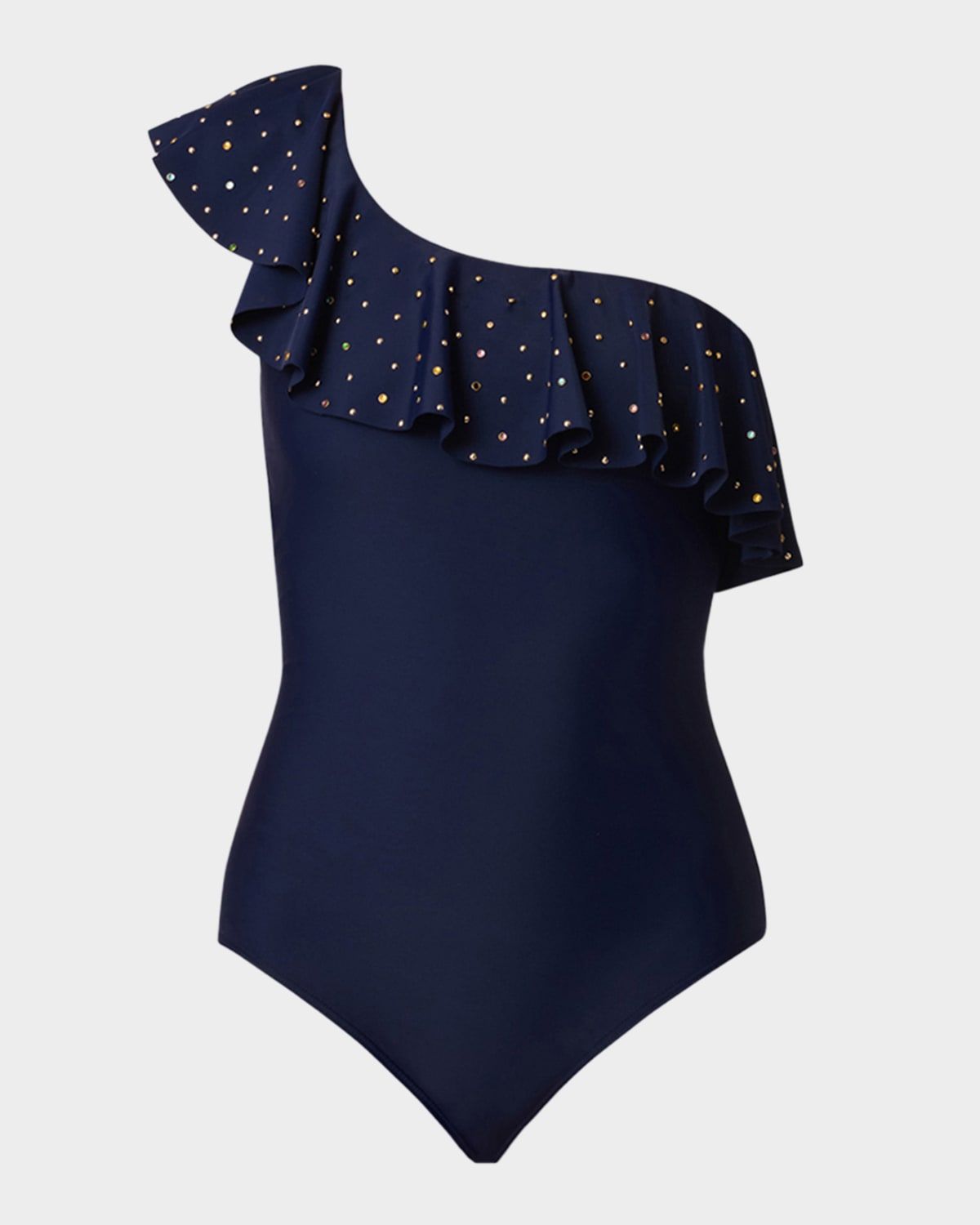 Embellished One-Shoulder One-Piece Swimsuit