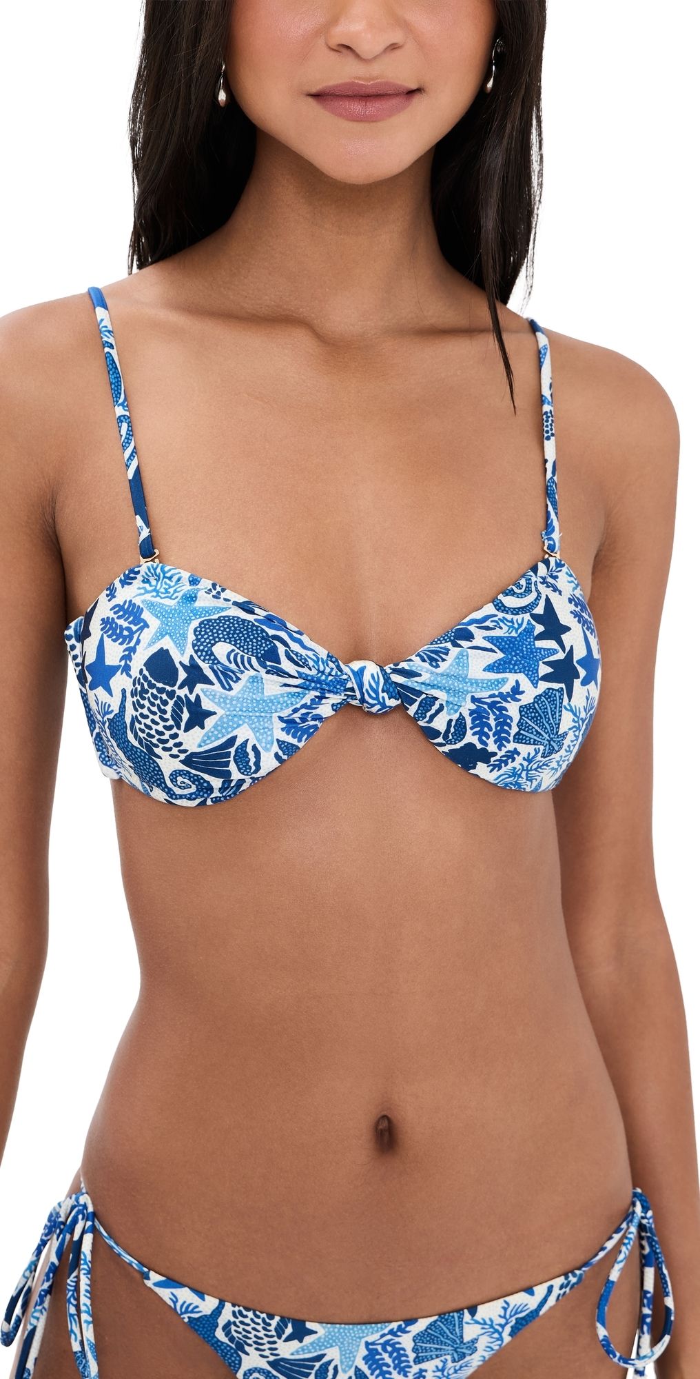 FARM Rio Strapless Bikini Top Sea Charms Off White M