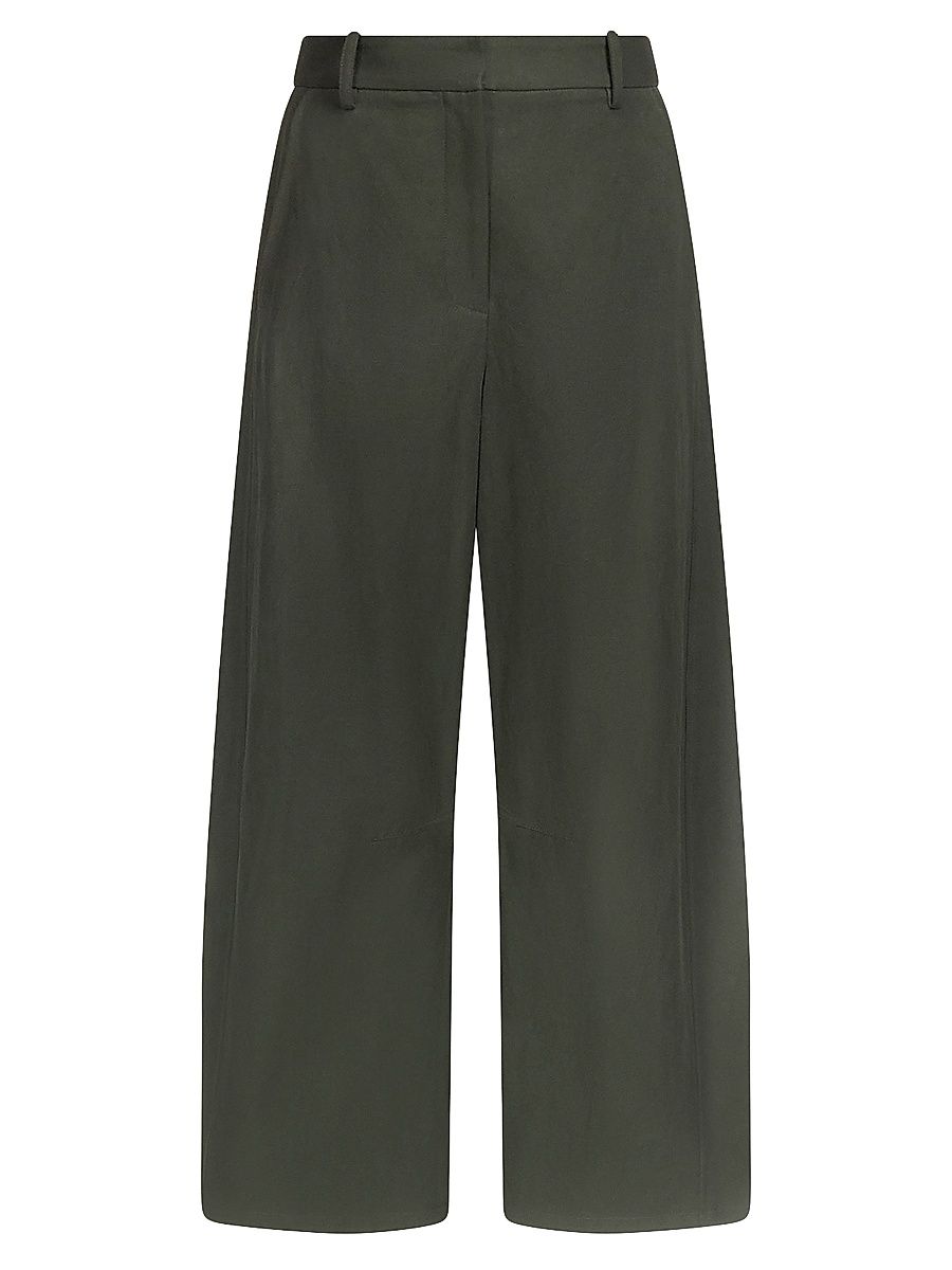 Women's Slouchy BF Cotton-Linen Ankle-Crop Wide-Leg Trousers - Rosin - Size 2