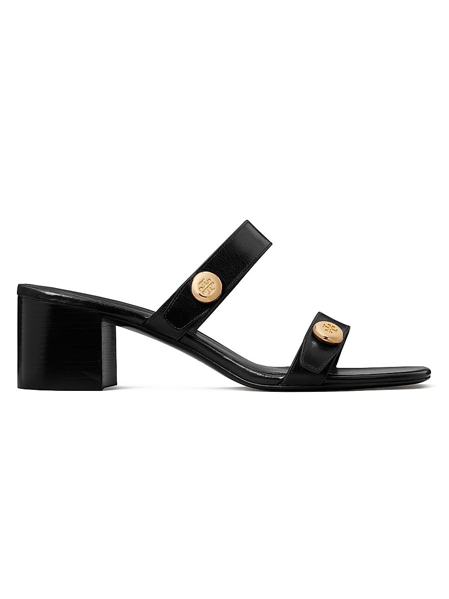 Women's Romy City 55MM Leather Sandals - Perfect Black - Size 9.5