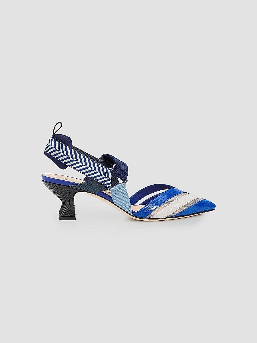 Women's Colibri Iconic 55MM Leather Slingback Pumps - Blue Smoke - Size 12