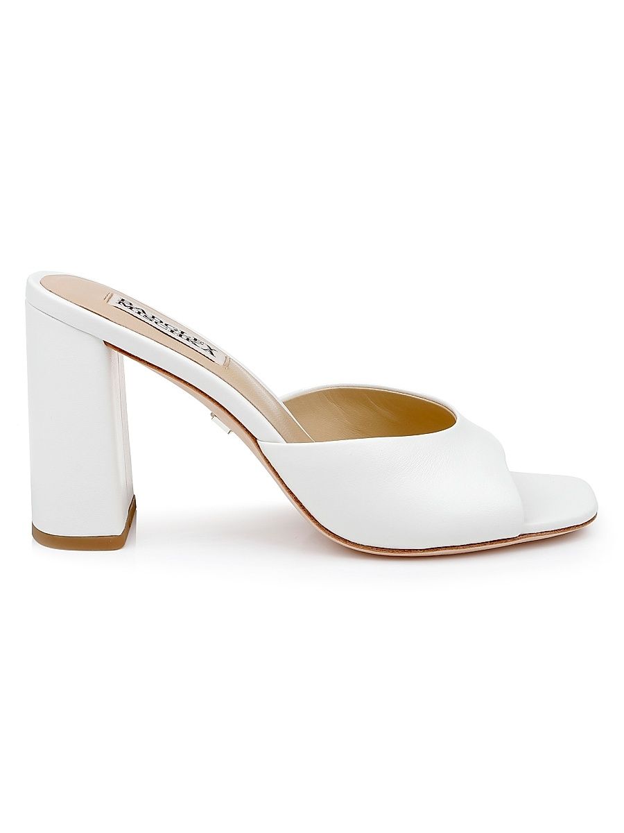 Women's Cadence 85MM Leather Block-Heel Mules - White - Size 10