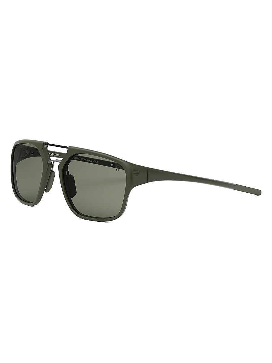 Men's Line 56MM Square Sunglasses - Dark Green Green