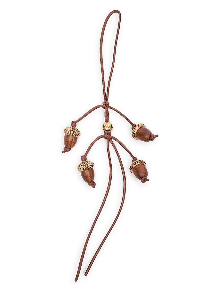 Women's Wooden Acorn Charm - Gold Brown