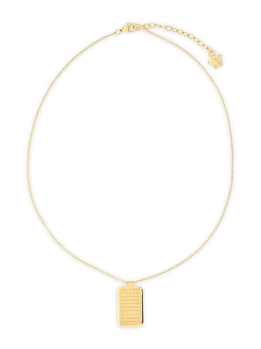 Men's Logo-Engraved Brass Pendant Necklace - Versace Gold