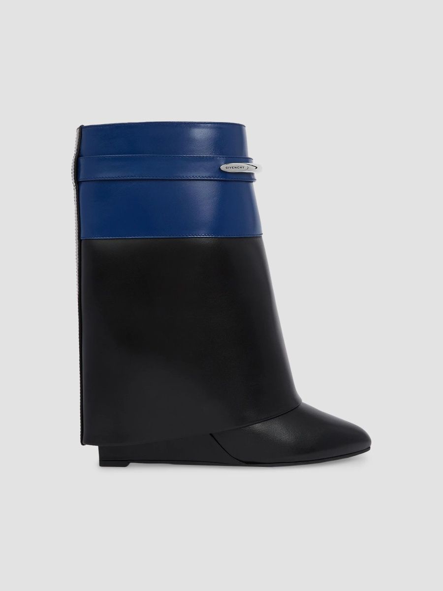 Givenchy Women's Shark Pinch Bicolor Ankle Boots in Leather - Black Blue - Size 12
