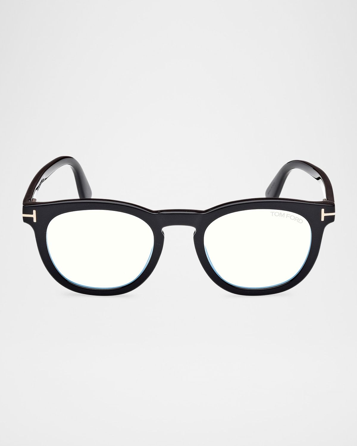 Men & apos;s FT5993-BM Round Blue-Block Optical Frames with Magnetic Sunglasses Clip