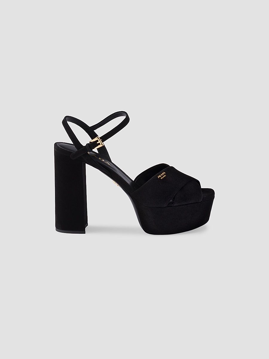Women's Suede Platform Sandals - Black - Size 11.5