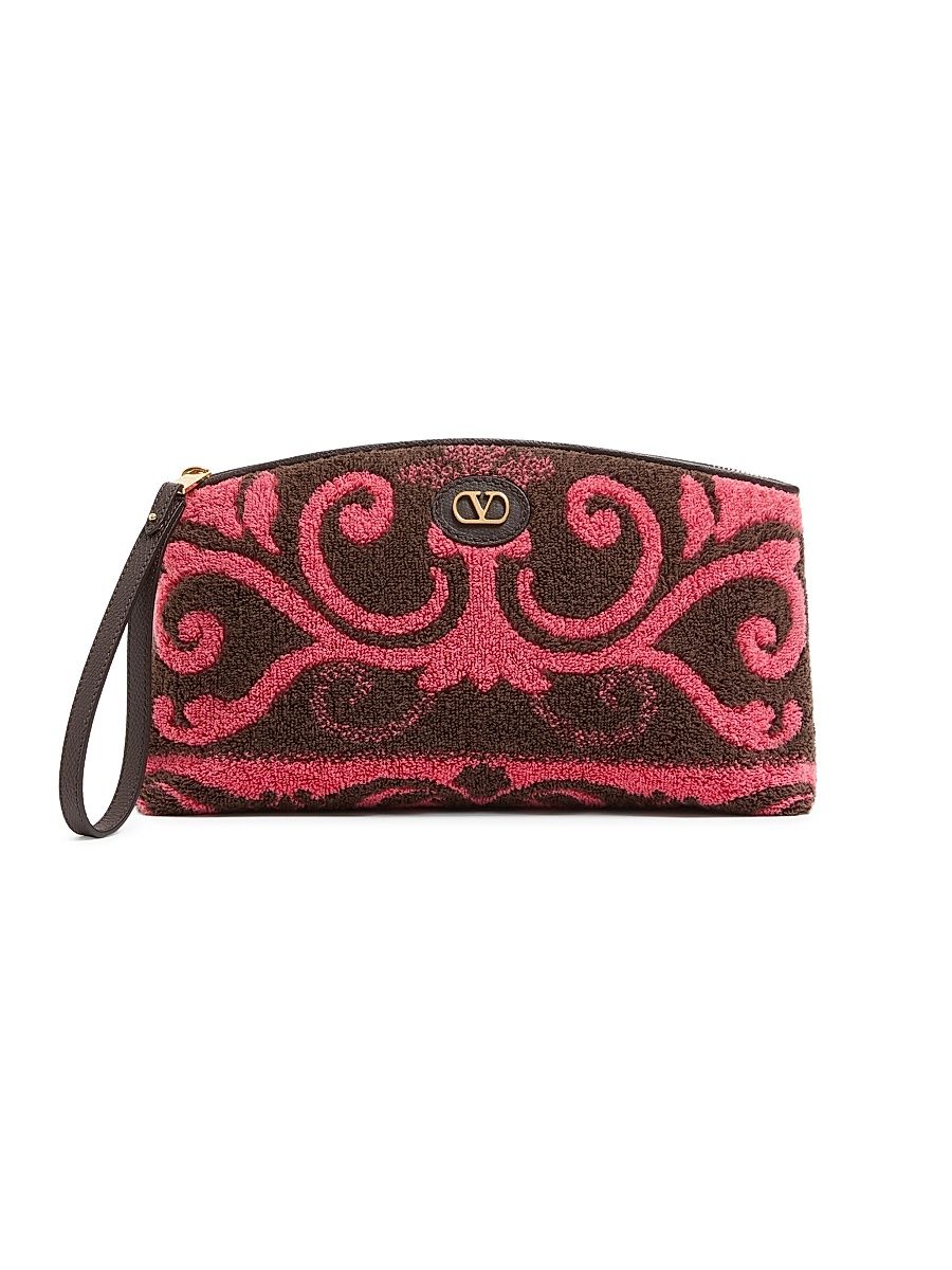 Women's Terry Cloth Clutch - Coral Chocolate
