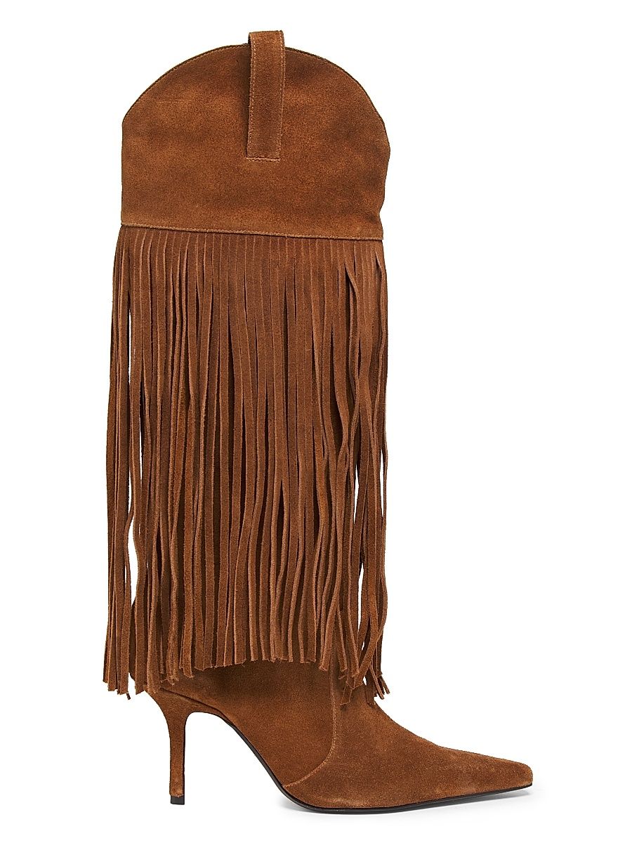 Women's Raffaela Up Boot Fringed Suede Boots - Pecan Brown - Size 8.5