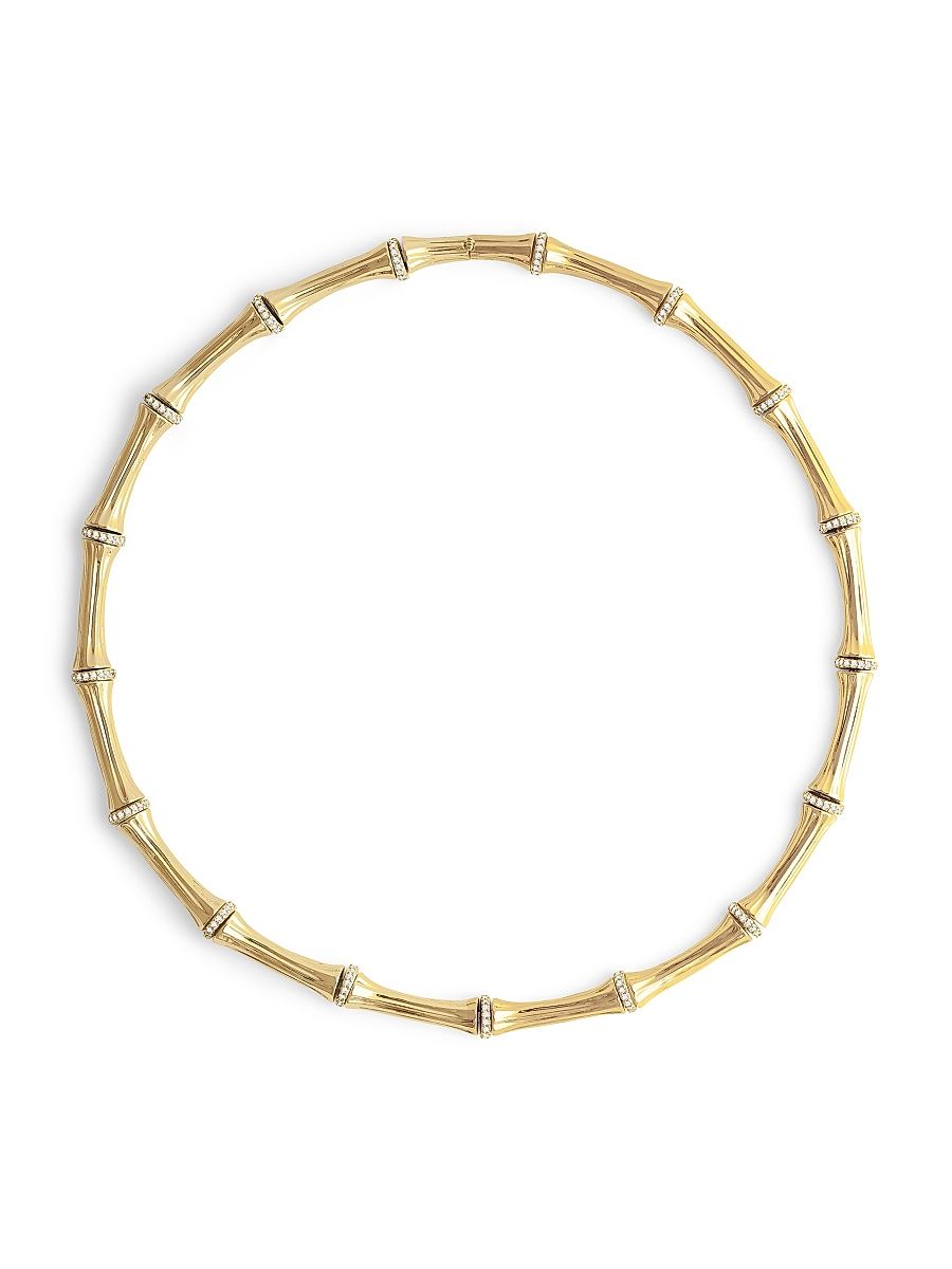 Women's Bamboo 18K-Gold-Plated & Crystal Necklace - Gold