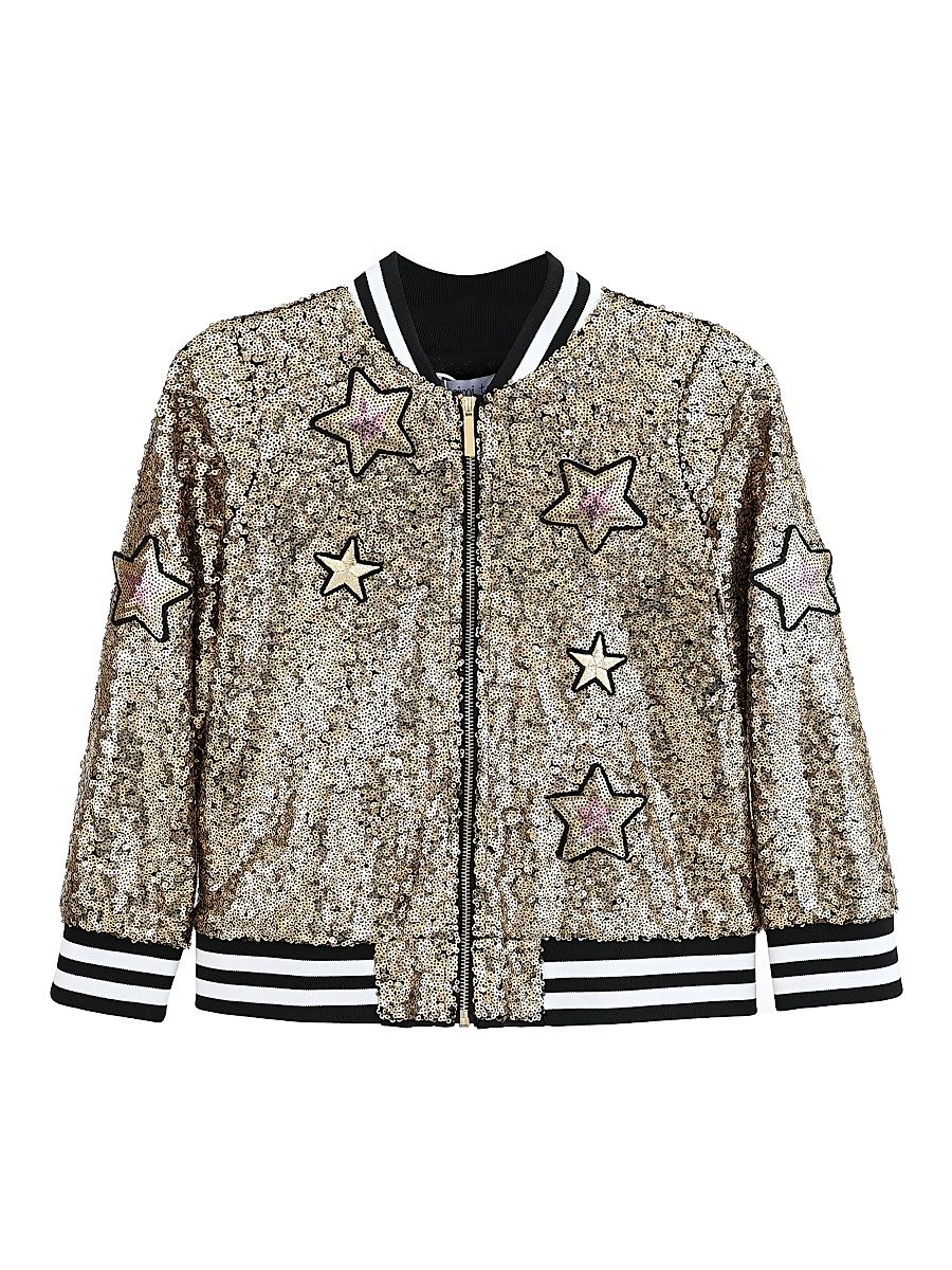 Little Girl's & Girl's Sequin Star Jacket - Gold - Size 10
