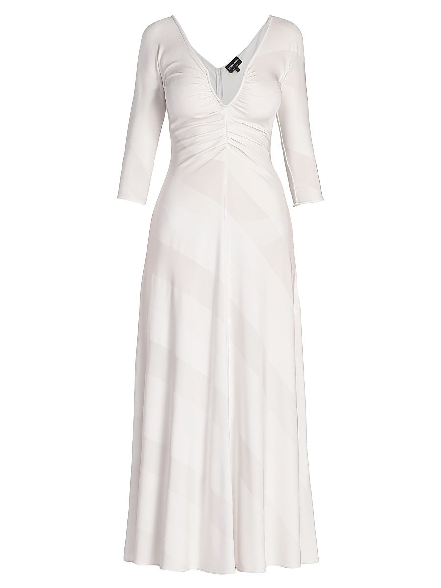 Women's Diagonal Stripe Jersey Midi-Dress - Ice - Size 2