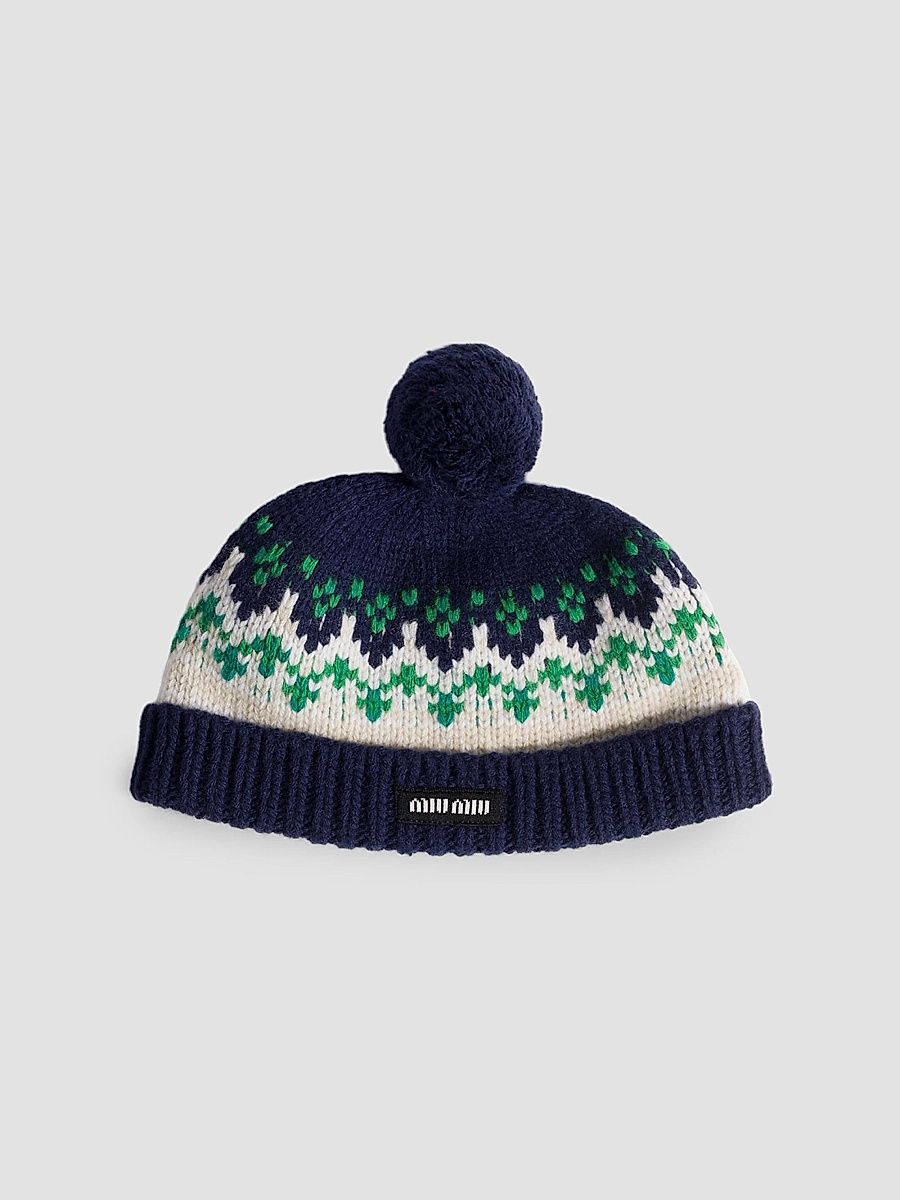 Miu Miu Women's Wool Hat - Blue - Size Medium