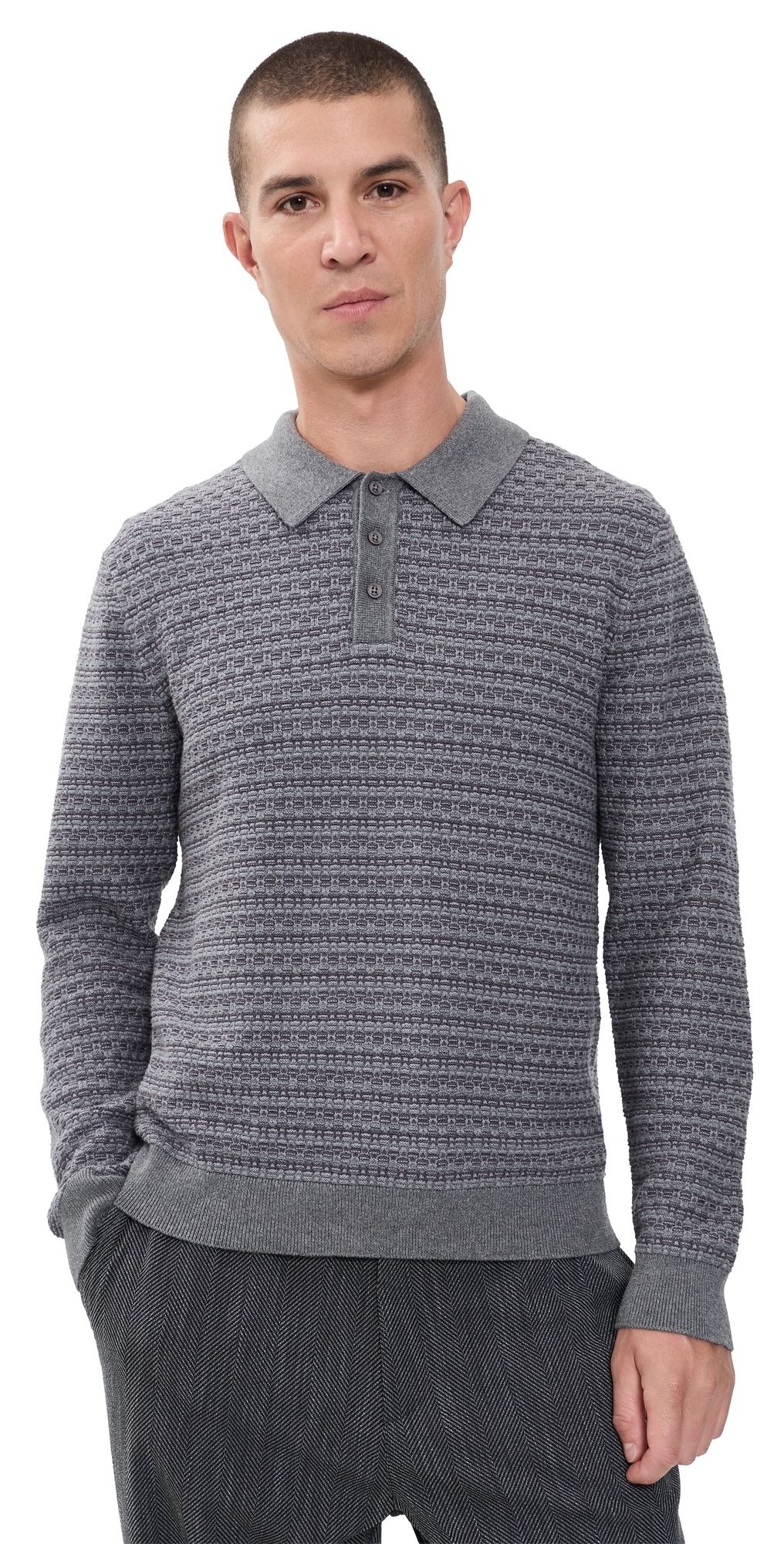 Wax London Oban Mini Geo Polo Sweater Grey XXL