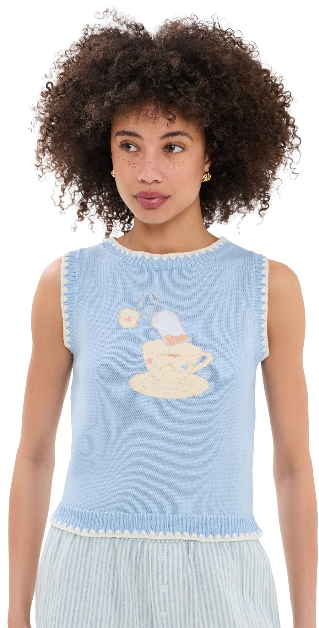 Another Girl Teacup Knitted Tank Blue M