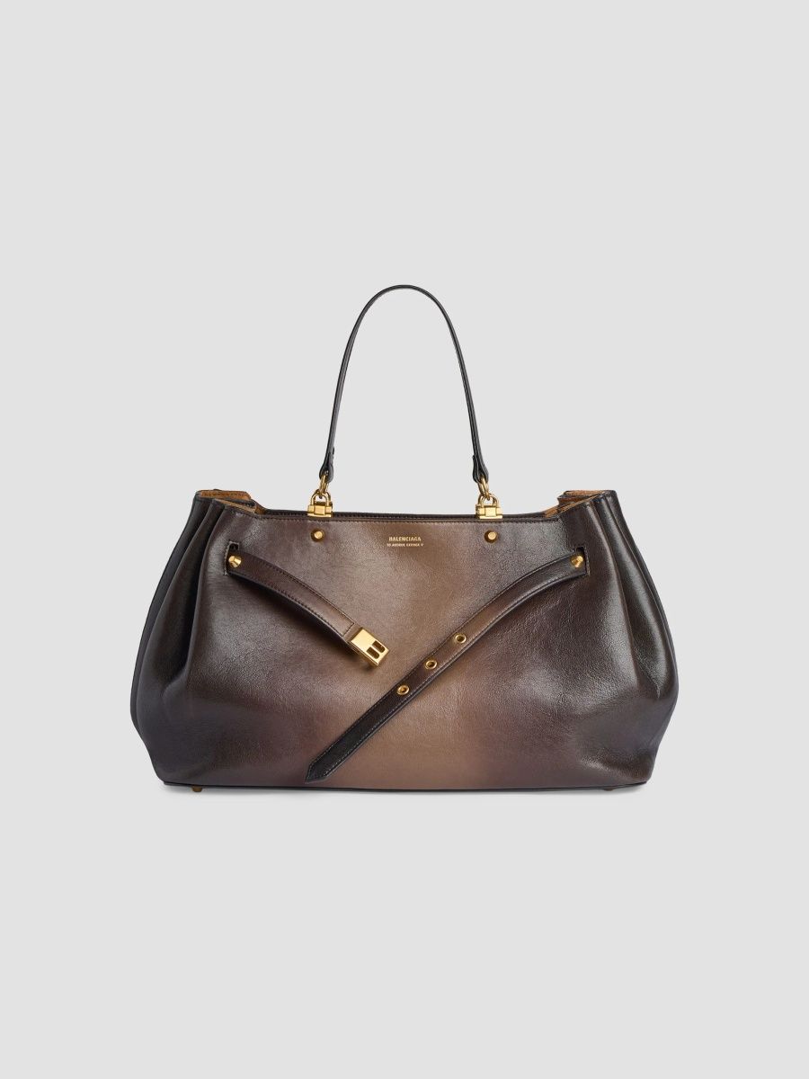 Balenciaga Women's Fan Carry All Tote Bag - Black Light Taupe