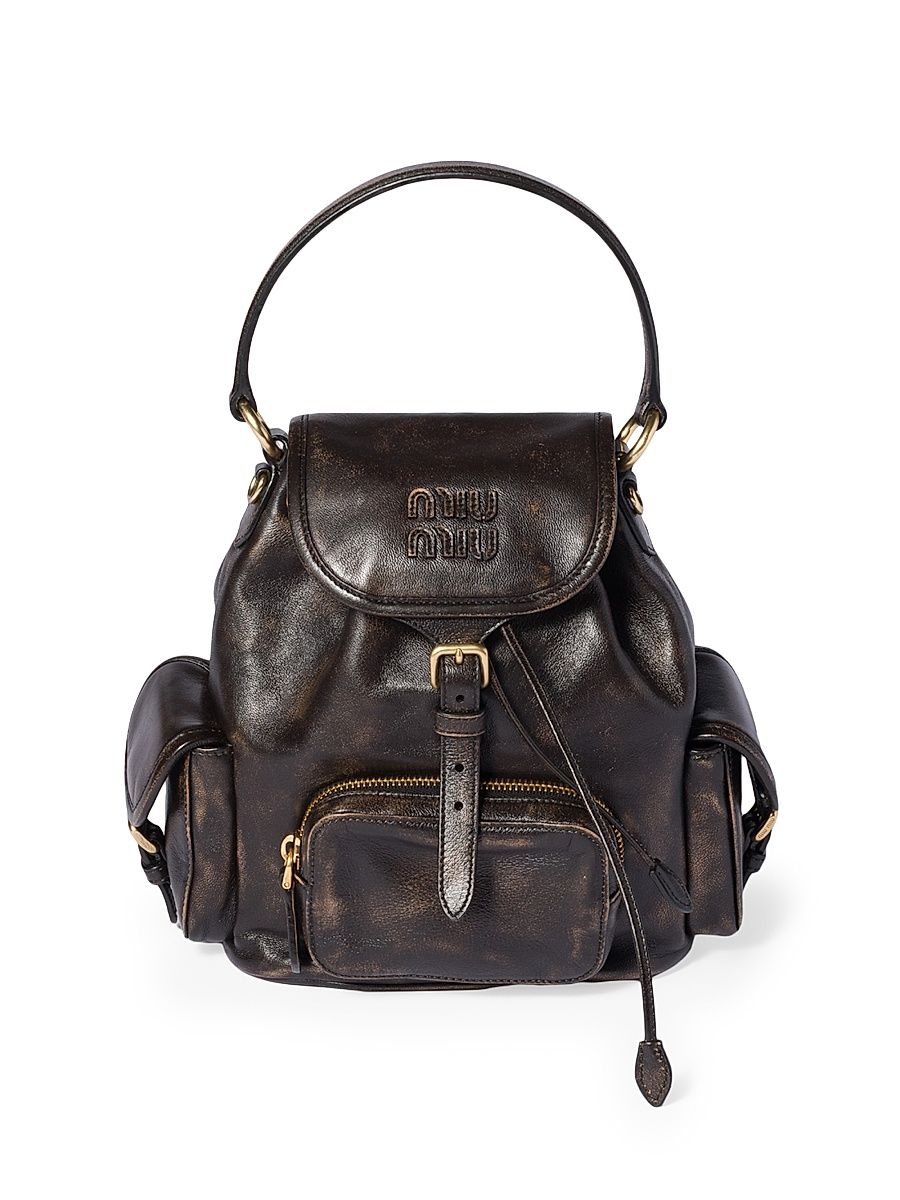 Women's Leather Backpack - Brown