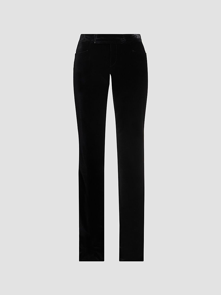 Balmain Women's Velvet Tailored Straight-Leg Pants - Noir - Size 14