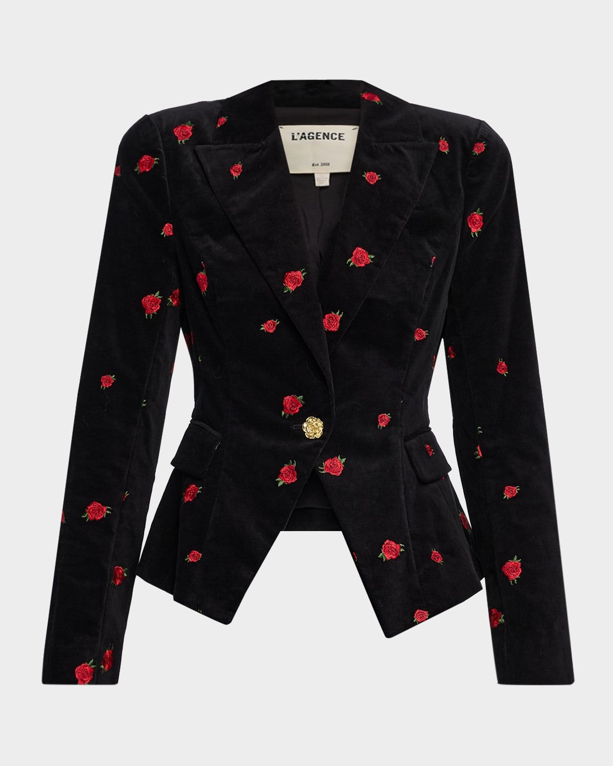 Kaisley Embroidered Velvet Single-Breasted Blazer