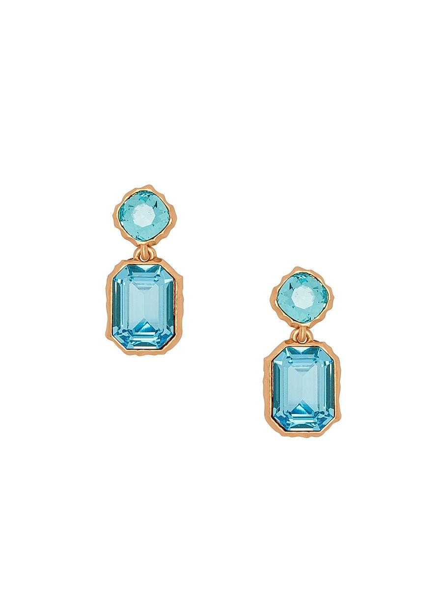 Women's Goldtone & Glass Crystal Drop Earrings - Aquamarine