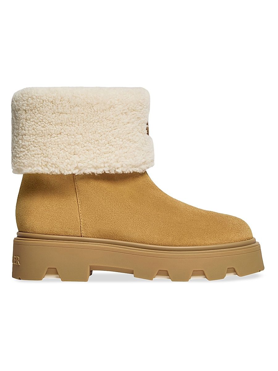 Women's Aurea Mid Boots in Suede and Shearling - Camel Beige - Size 11