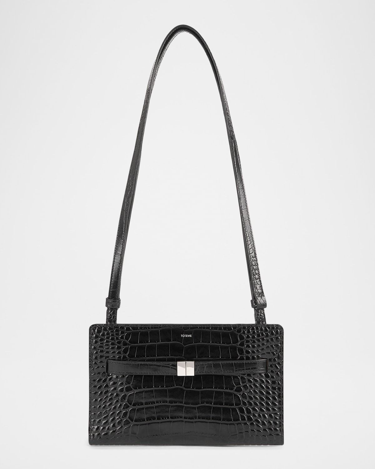 Belted Croc-Embossed Crossbody Bag