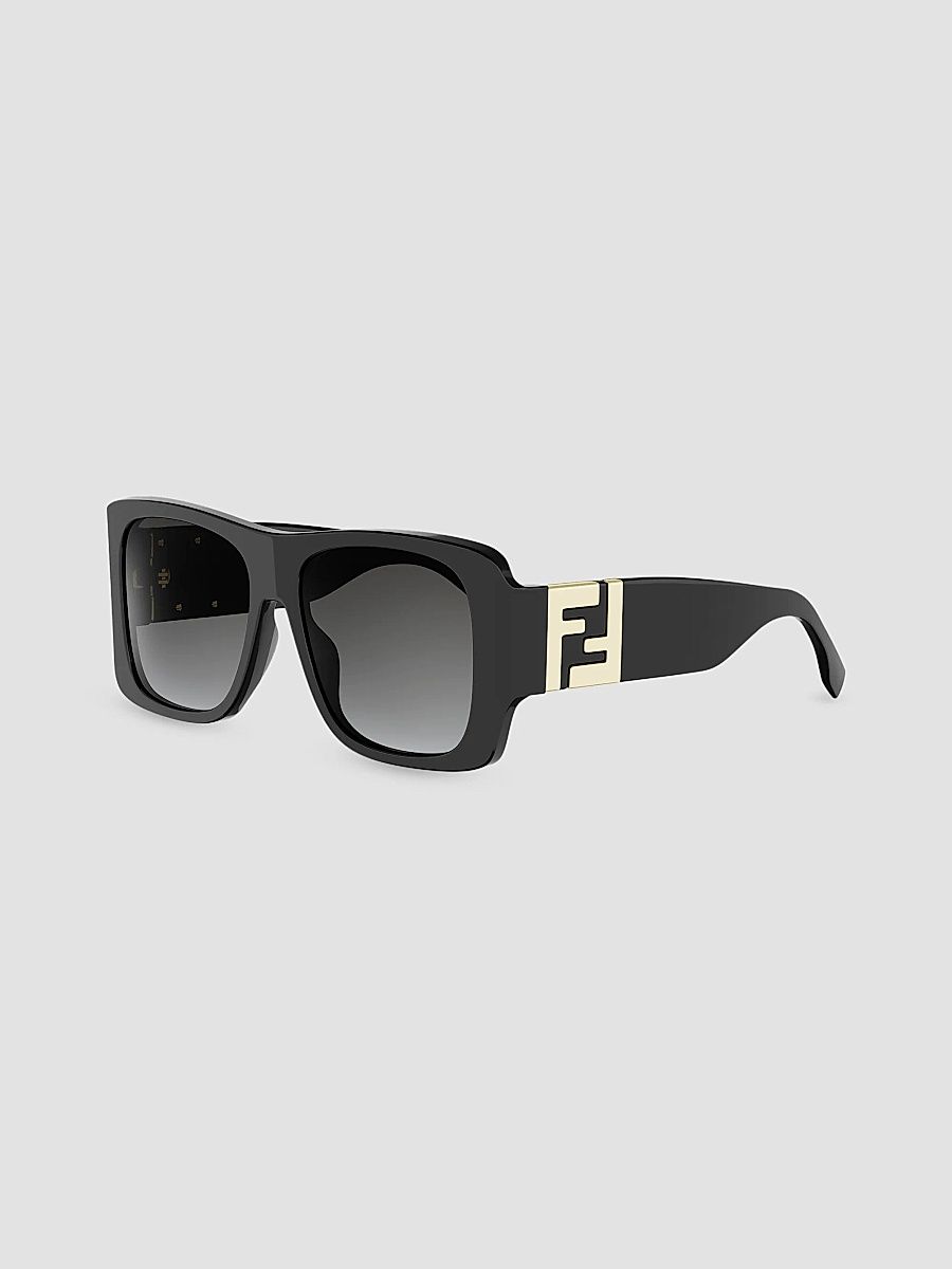 Women's Forever Fendi 55MM Square Sunglasses - Black Grey