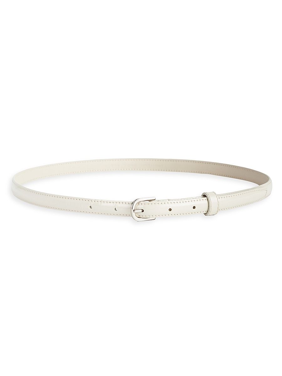 Women's Slim Patent Leather Belt - Bleached Sand - Size Medium